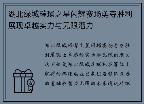 湖北绿城璀璨之星闪耀赛场勇夺胜利展现卓越实力与无限潜力
